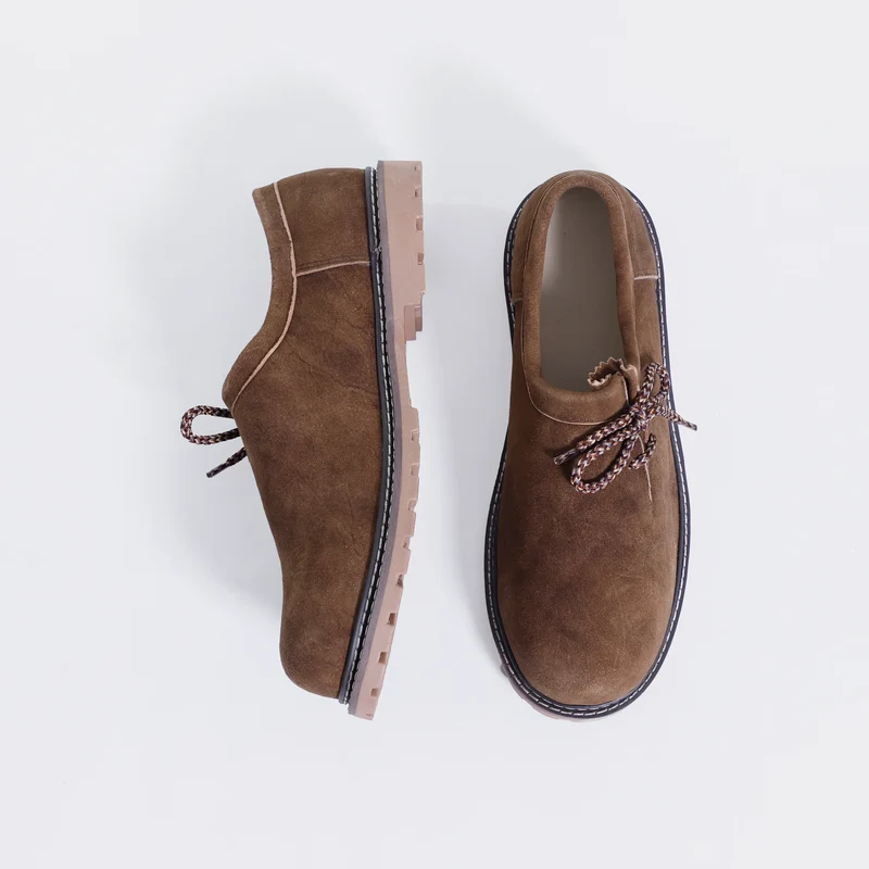 Side Lace Chocolate Brown Leather Shoes