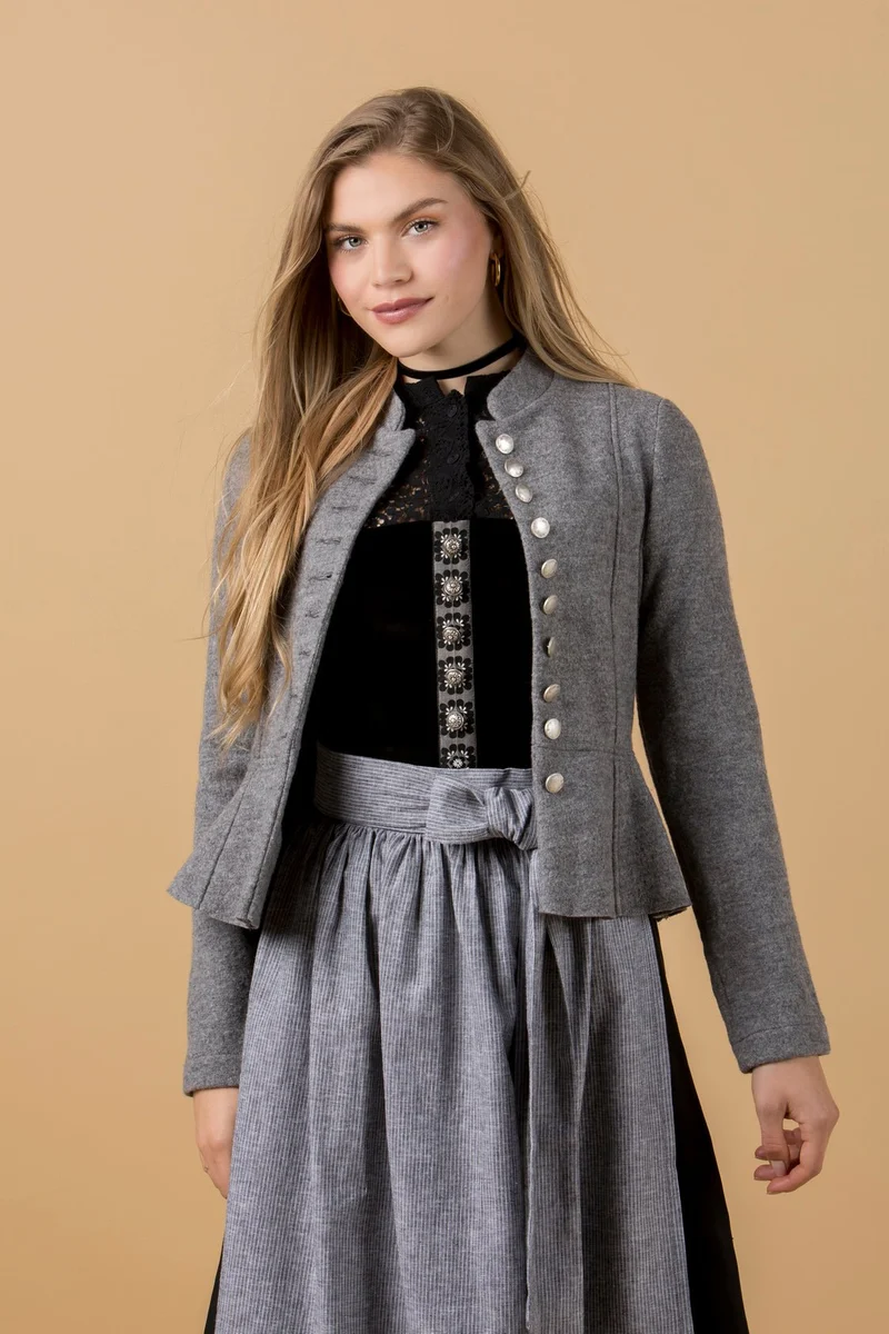 DIRNDLBLUSE FLOWER LACE 3/4 ARM SCHWARZ