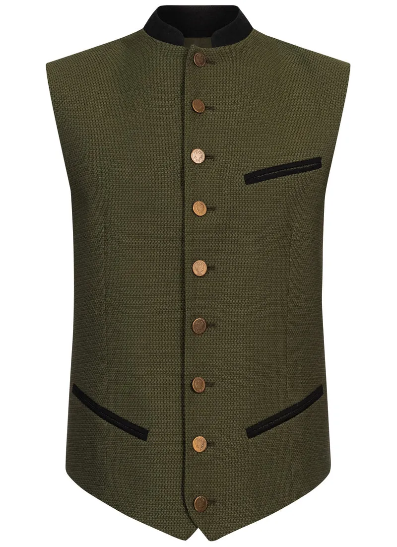 TRACHTENWESTE STEHKRAGEN PERLMUSTER KHAKI/ SCHWARZ