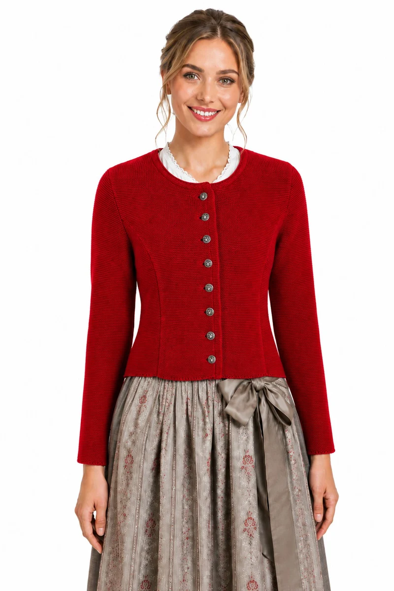 Isar-Trachten Damen Strickjacke "Saskia" 57102 | Rot