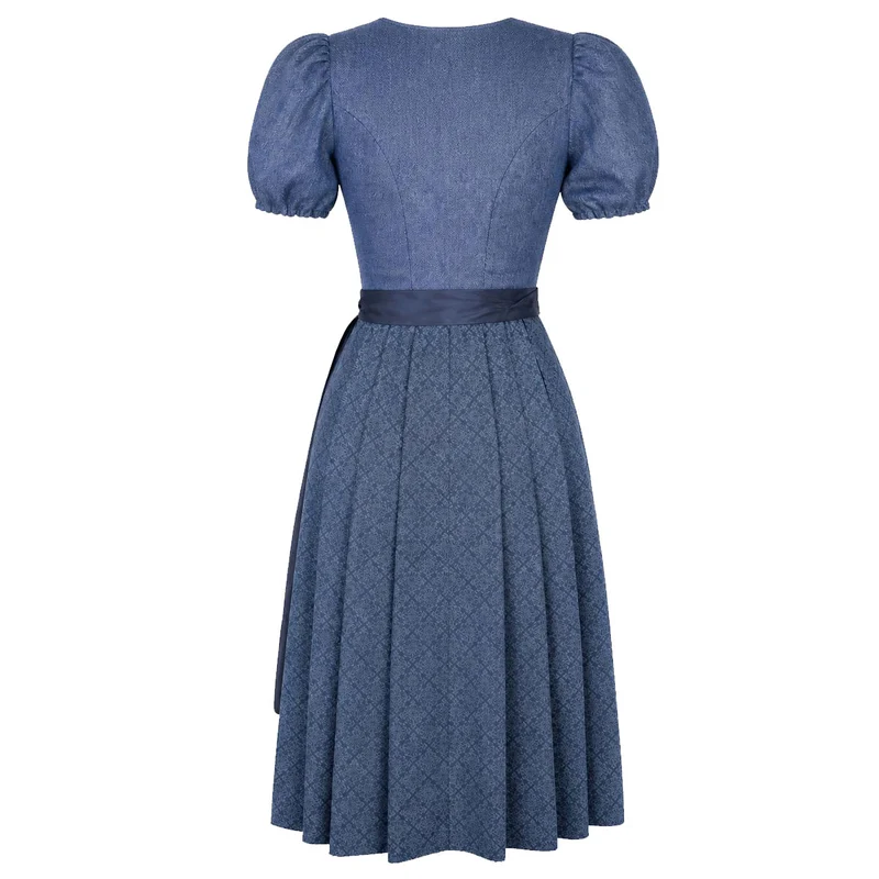 Elli & Juliette Dirndl Lina Selene Blau mit Puffarm 70 cm