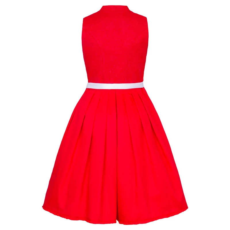 Alpenfee Dirndl Xara Rot Hochgeschlossen 60cm