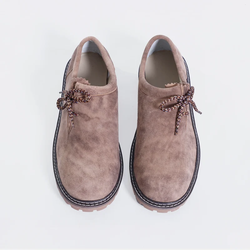 Dark Brown Side Lace Men Lederhosen Shoes