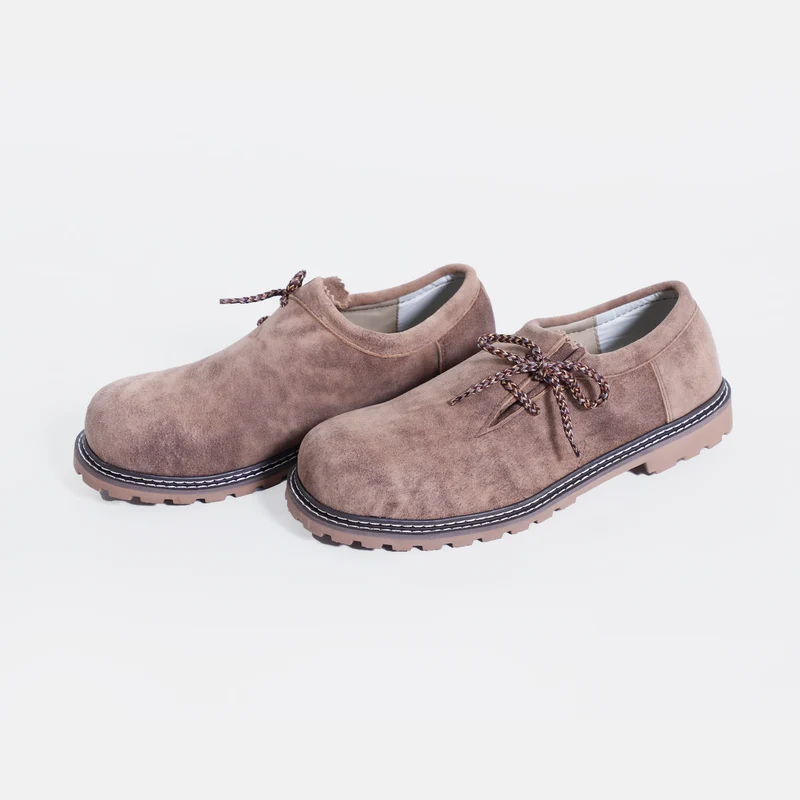 Dark Brown Side Lace Men Lederhosen Shoes