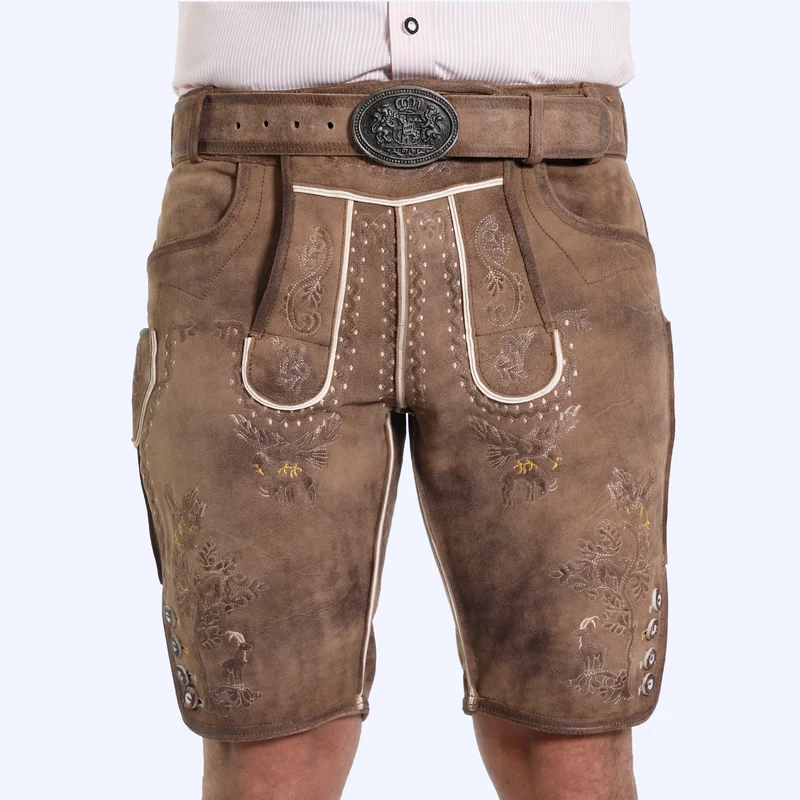 Deer Brown Men's Lederhosen Embroidered