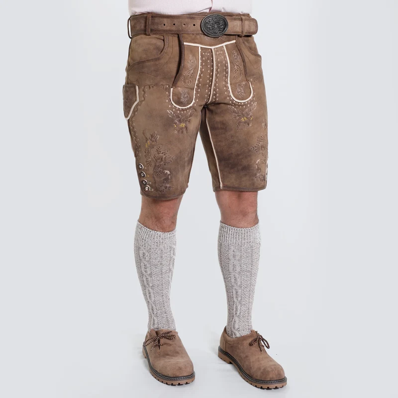 Deer Brown Men's Lederhosen Embroidered