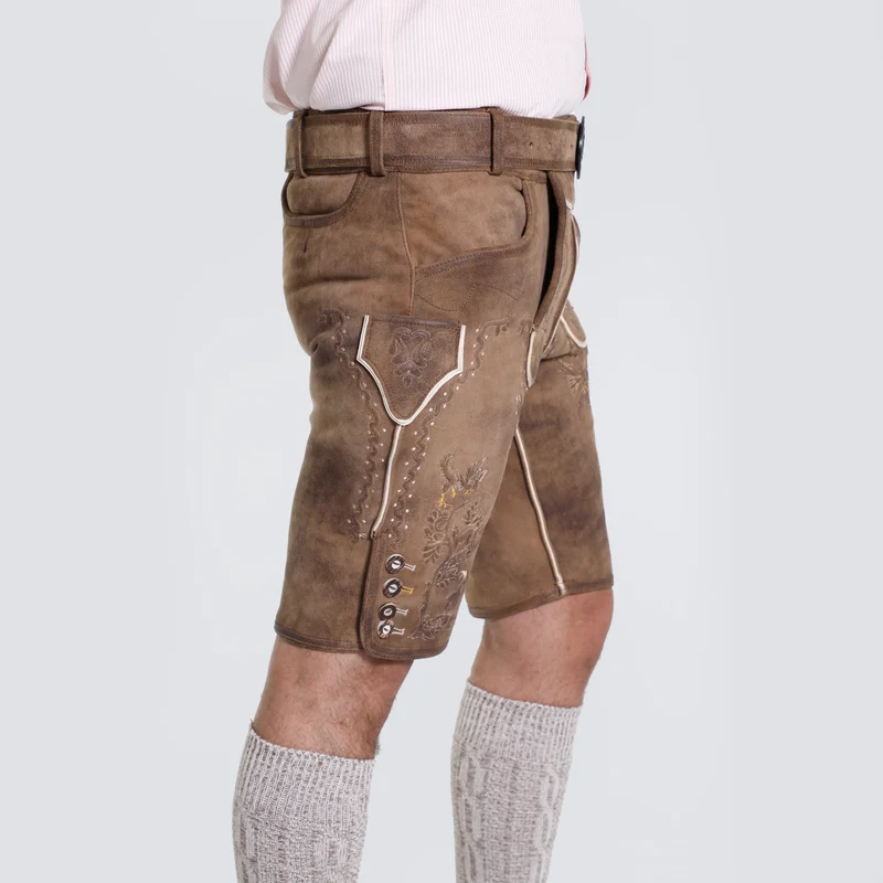 Deer Brown Men's Lederhosen Embroidered