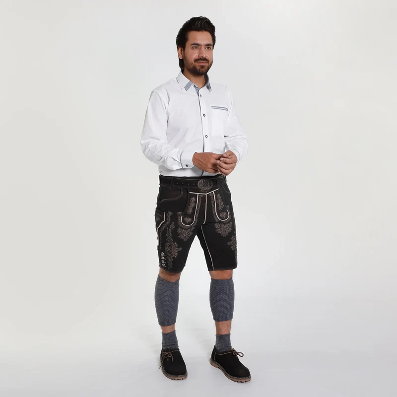 Charcoal Black Traditional Lederhosen