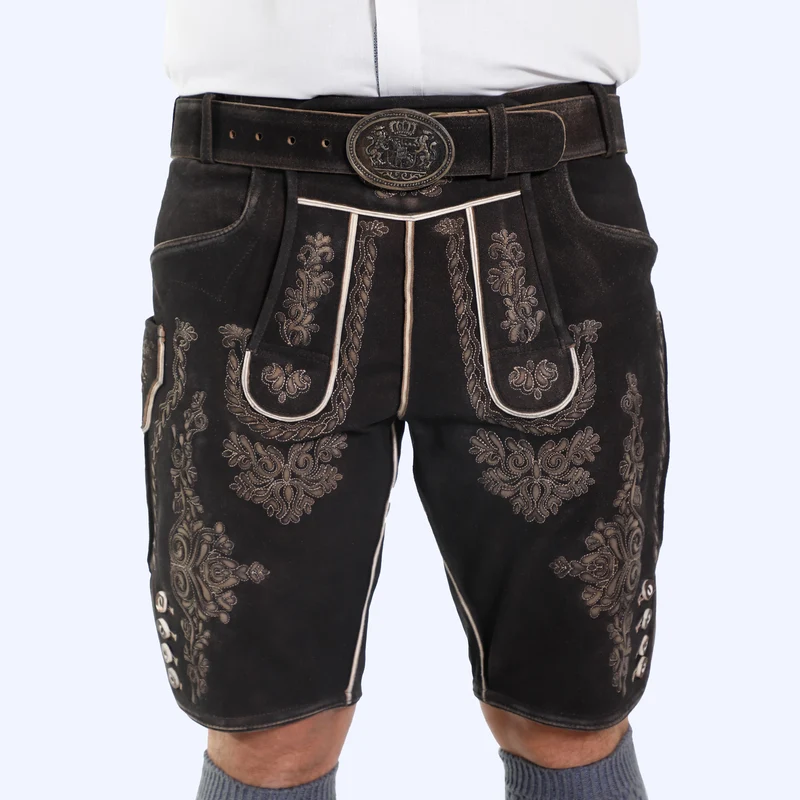 Charcoal Black Traditional Lederhosen
