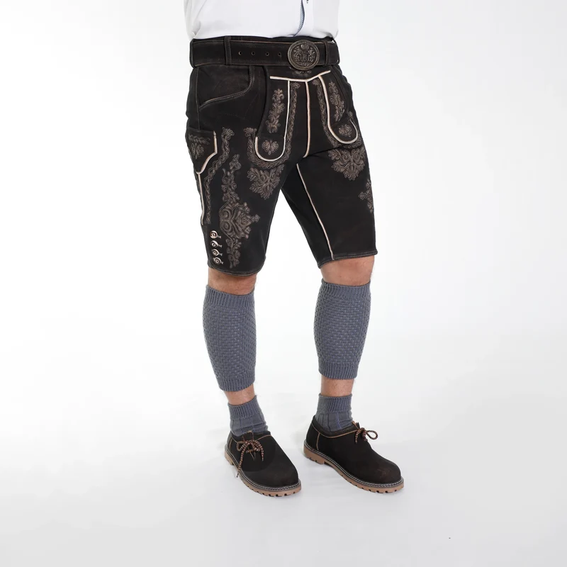 Charcoal Black Traditional Lederhosen