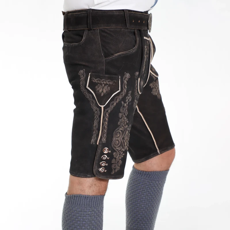 Charcoal Black Traditional Lederhosen
