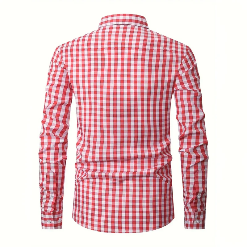 Royale Delight Small Checkered Lederhosen Shirt in Dark Red