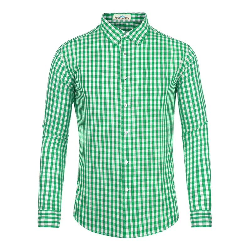 Evergreen & Elegant Bavarian Slim Lederhosen Shirt in Pine Green