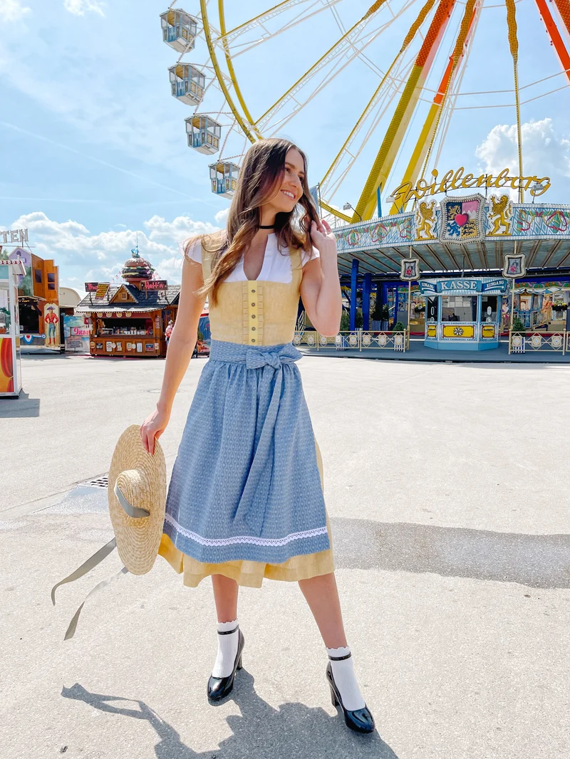 LEINEN DIRNDL TRADITIONAL GELB/ PAZIFIK