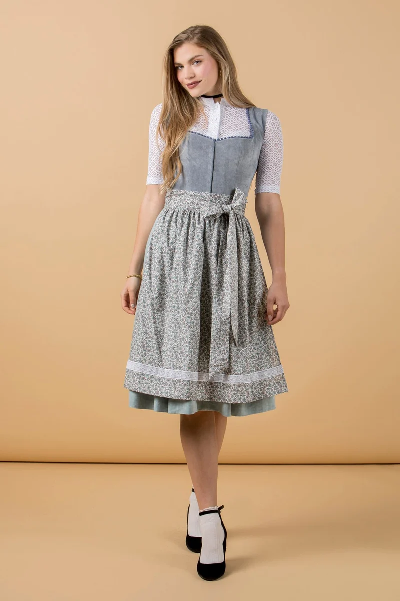 CORD DIRNDL FLORAL PAISLEY RAUCHBLAU/OZEAN