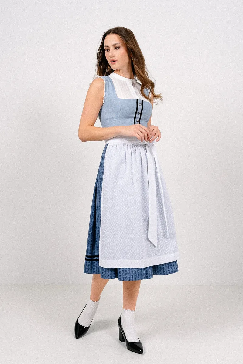 LEINEN WASCHDIRNDL VINTAGE FLORALS HELLBLAU