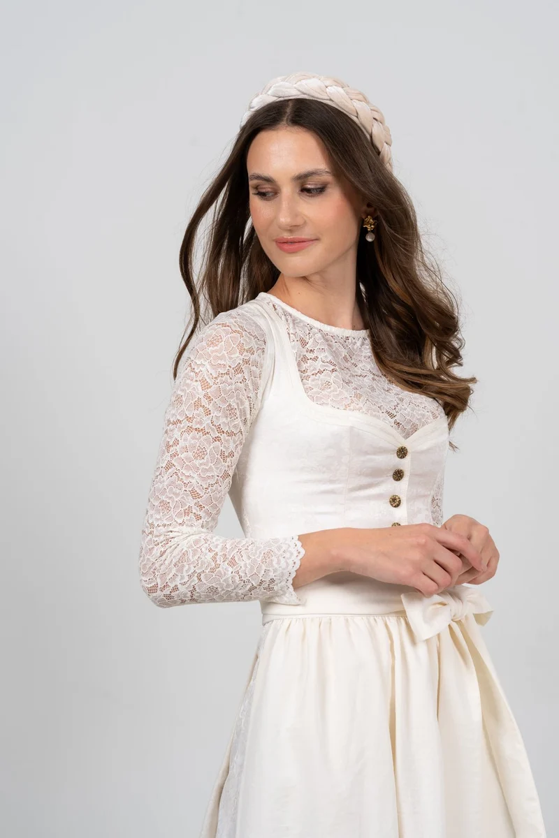 JACQUARD HOCHZEITSDIRNDL MONOCHROME FLOWERS VANILLE