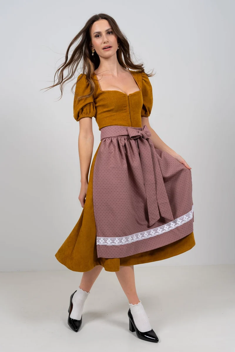 CORD DIRNDL FLARE TULIP OCKER/ MAUVE