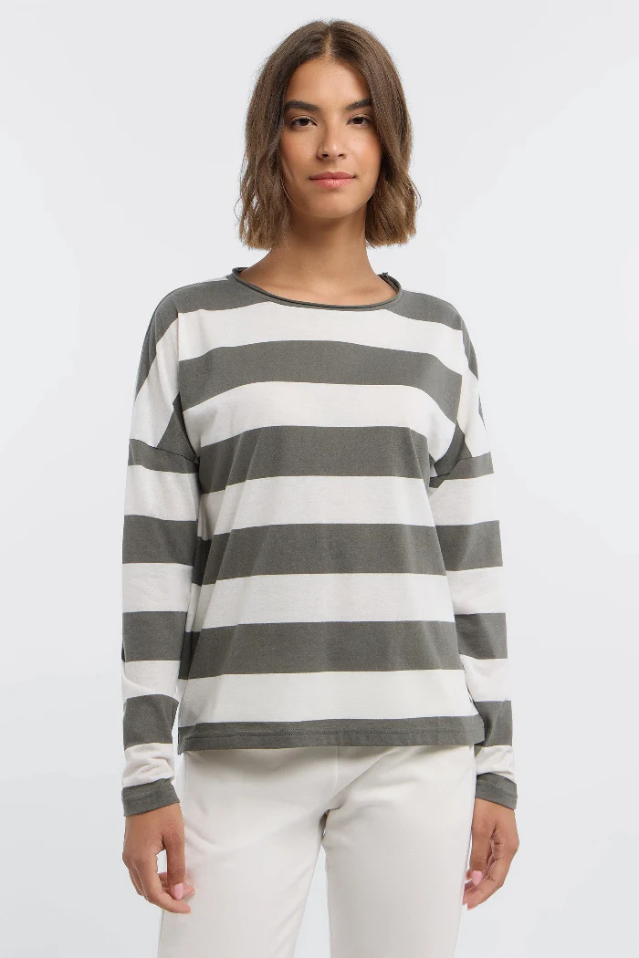 Elbsand Longsleeve Milia gestreift dark slate/cloud white