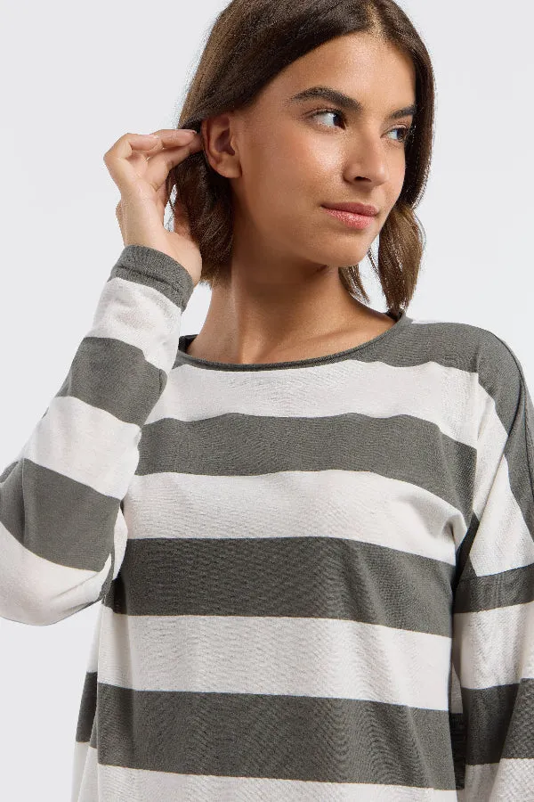 Elbsand Longsleeve Milia gestreift dark slate/cloud white