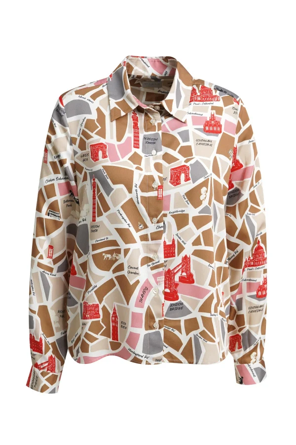 Milano Hemdbluse caramel print