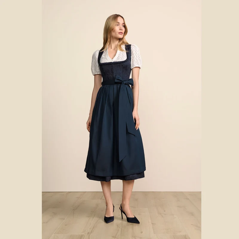 Krüger Dirndl Calyssia Marine schimmernde Ornamente 80cm