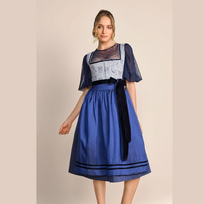 Krüger Dirndl Callista Blau mit Reißverschluss 70cm