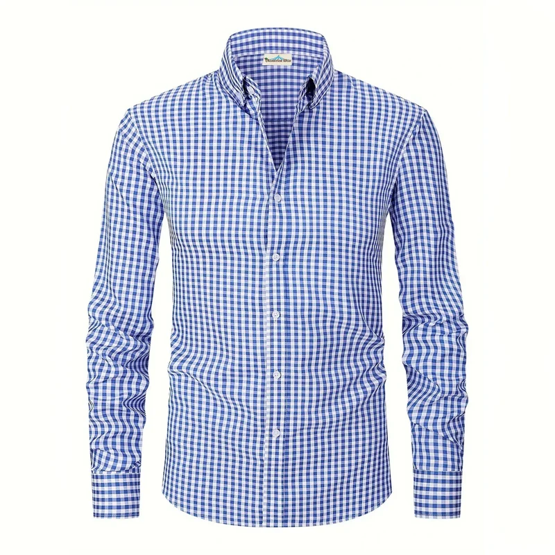 Check Mate & Blue Blaze Small Checkered Lederhosen Shirt in Cobalt Blue