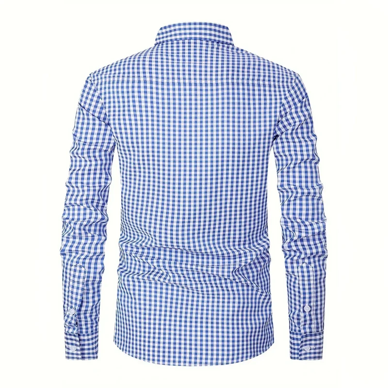 Check Mate & Blue Blaze Small Checkered Lederhosen Shirt in Cobalt Blue