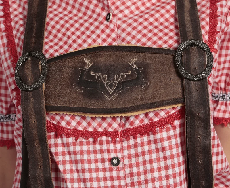 Choco-Chic Embroidered Coffee Brown Lederhosen for Women