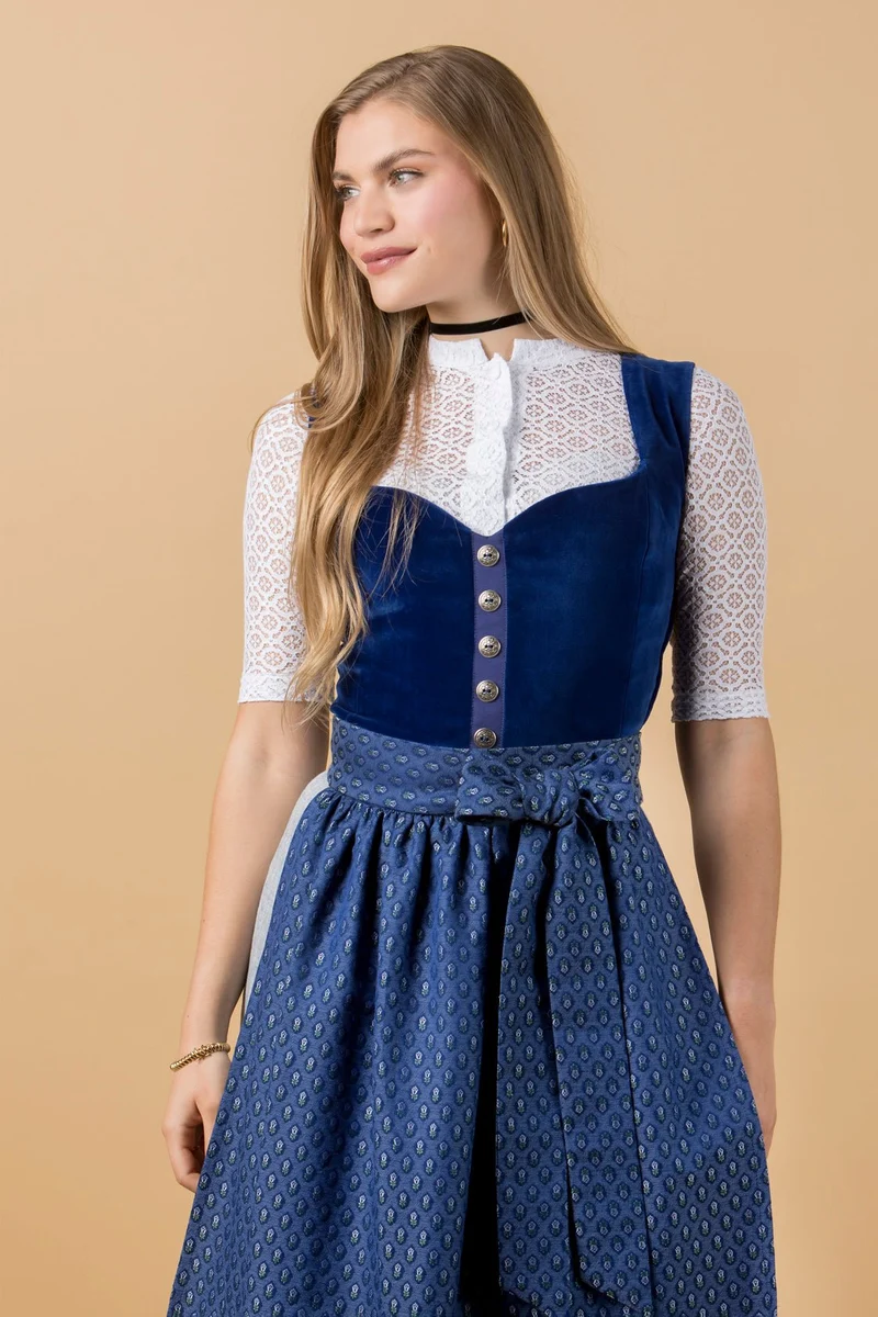 SAMT-JACQUARD DIRNDL KOBALTBLAU/ SILBER