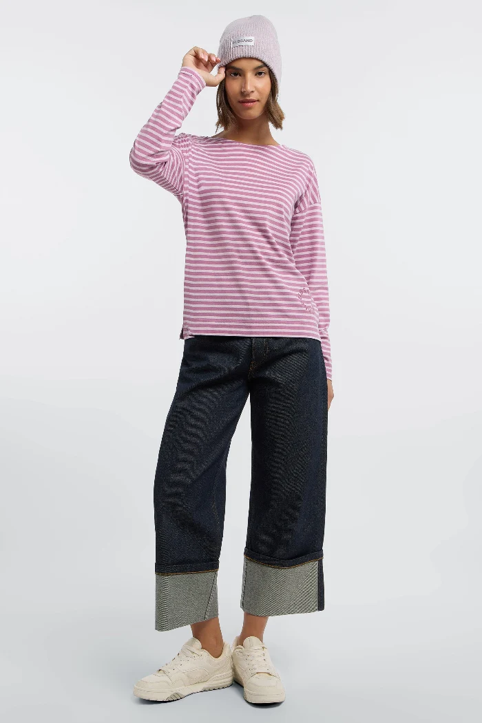 Elbsand Longsleeve Tooske gestreift mauve/pink chalk