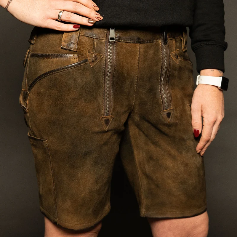 Datschi Trachten Damen Zunft Lederhose Richtfest Braun Wildbock Leder