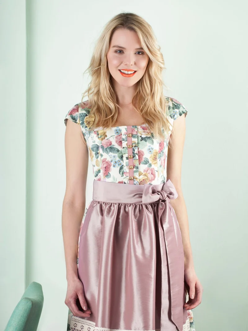 BAUMWOLL- SEIDEN DIRNDL VINTAGE ROSES ROSÈ