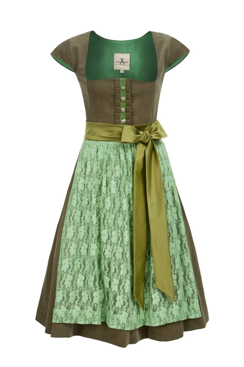 FEINCORD DIRNDL KHAKI/MINT