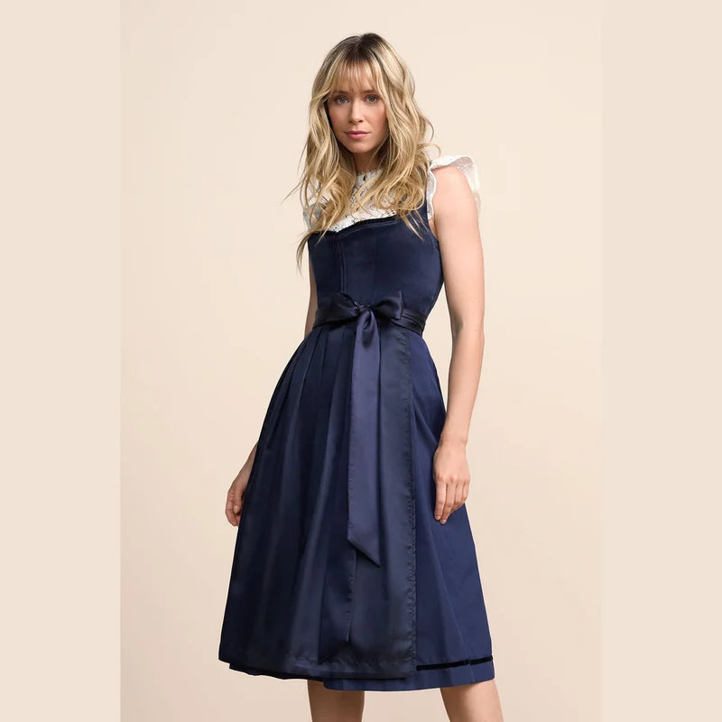 Krüger Dirndl Elenora Blau Balkonettausschnitt 70cm