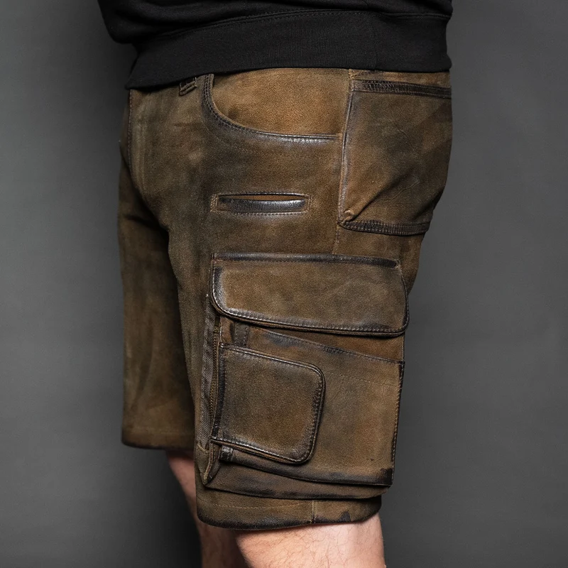 Datschi Trachten Cargo Lederhose Xaver Shorts Braun