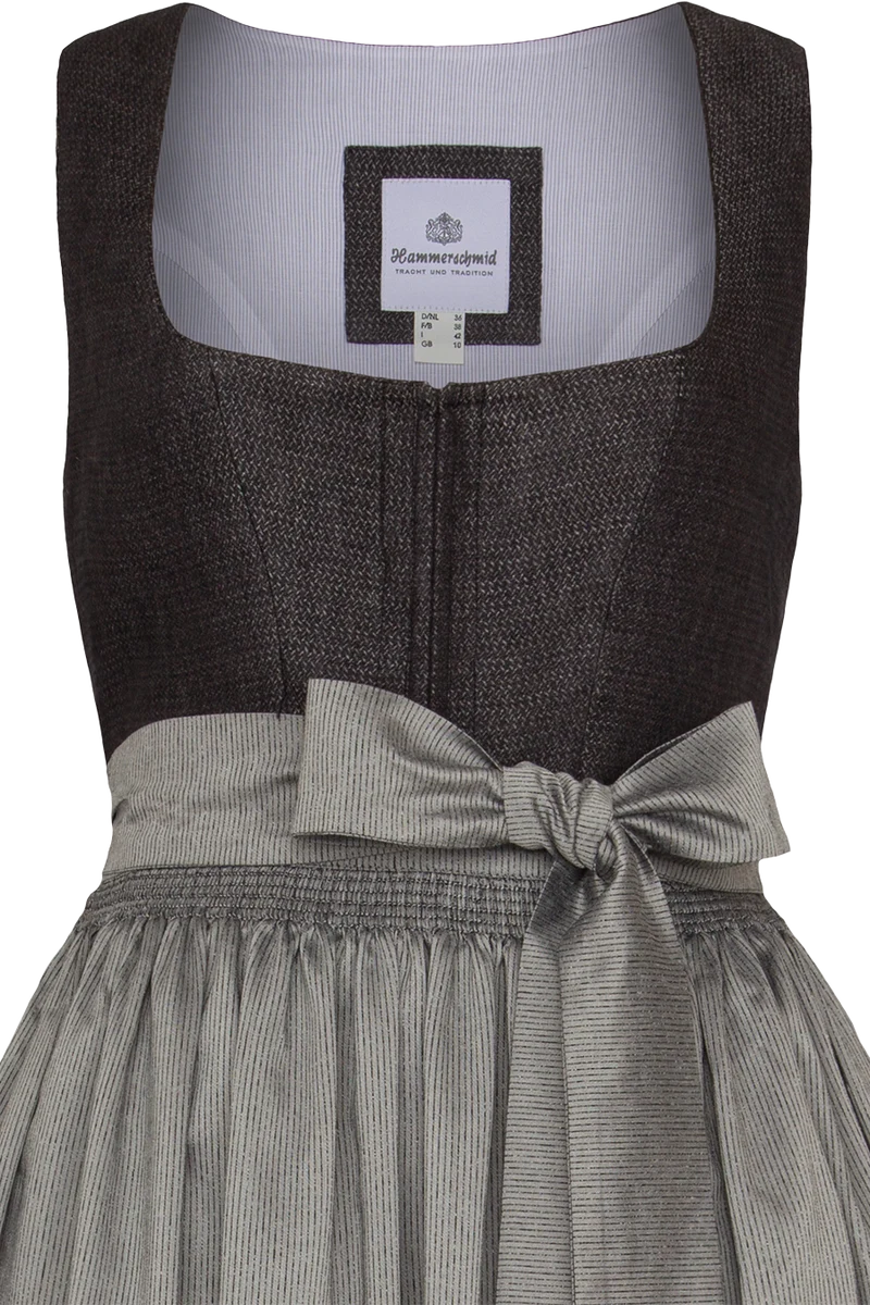 Midi-Leinendirndl mit eckigem Ausschnitt und Hakenverschluss