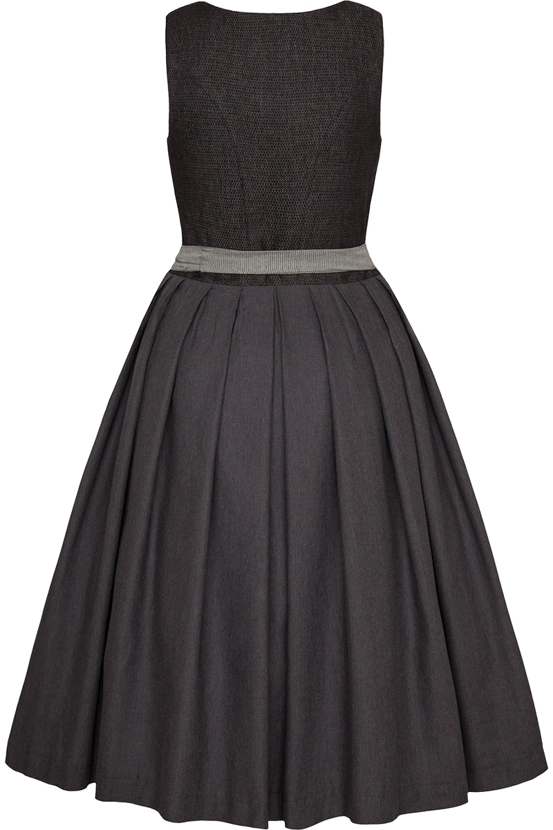 Midi-Leinendirndl mit eckigem Ausschnitt und Hakenverschluss