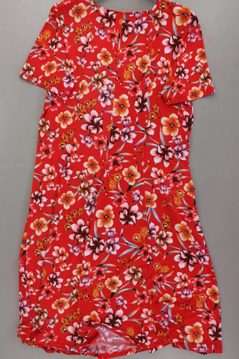Couture Line Kurzarmkleid Gr. 50 mit Blumenmuster neuwertig rot aus Polyester