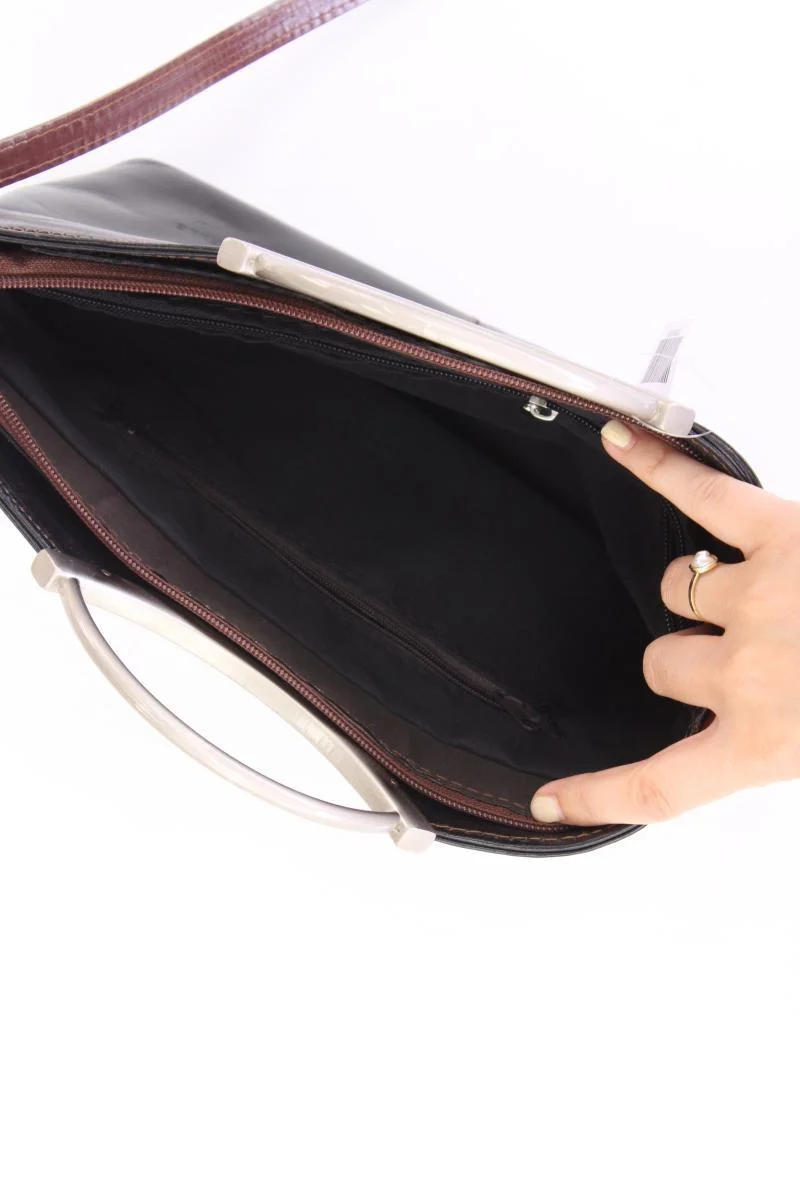Henkeltasche schwarz aus Leder