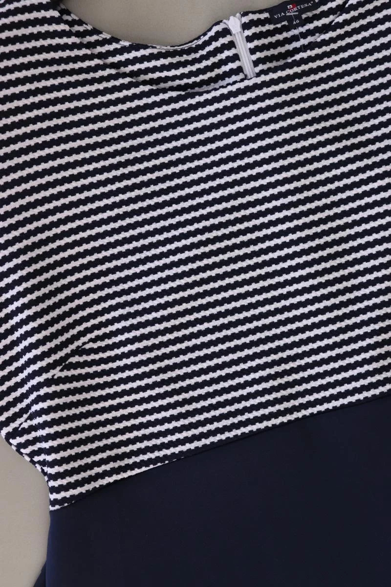 Via Cortesa Midikleid Gr. 46 gestreift Ärmellos blau aus Polyester