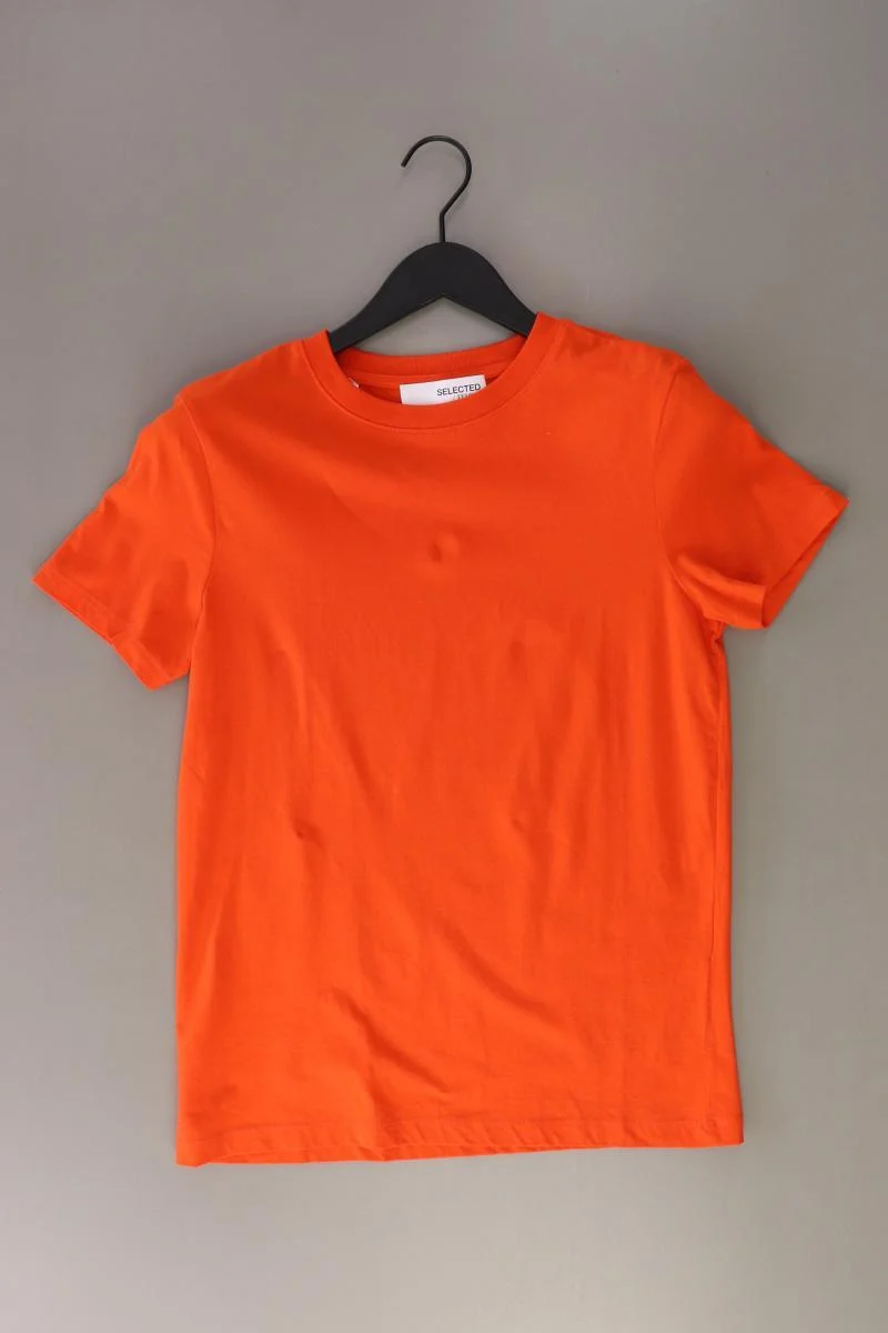 Selected Femme T-Shirt Gr. S neuwertig Kurzarm orange aus Baumwolle
