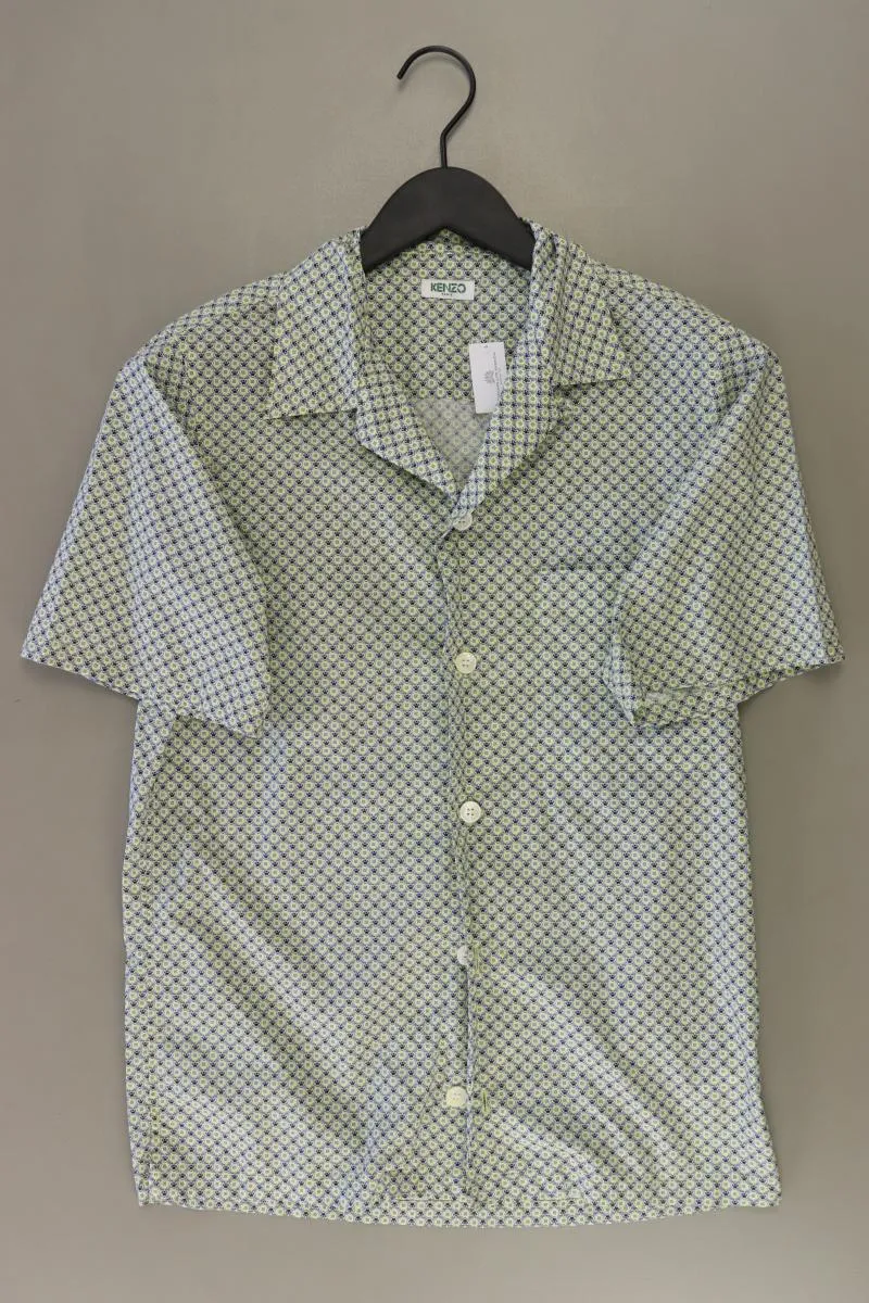 Kenzo Vintage Hemd mit Bärenmuster für Herren Gr. S mit Tierdruck Kurzarm grün