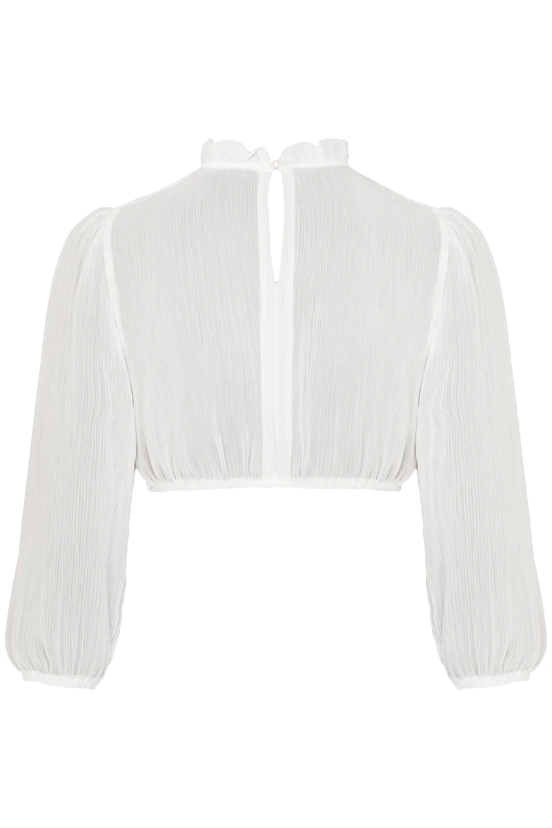 Dirndlbluse mit hochgeschlossenem Ausschnitt und 3/4-Ärmeln