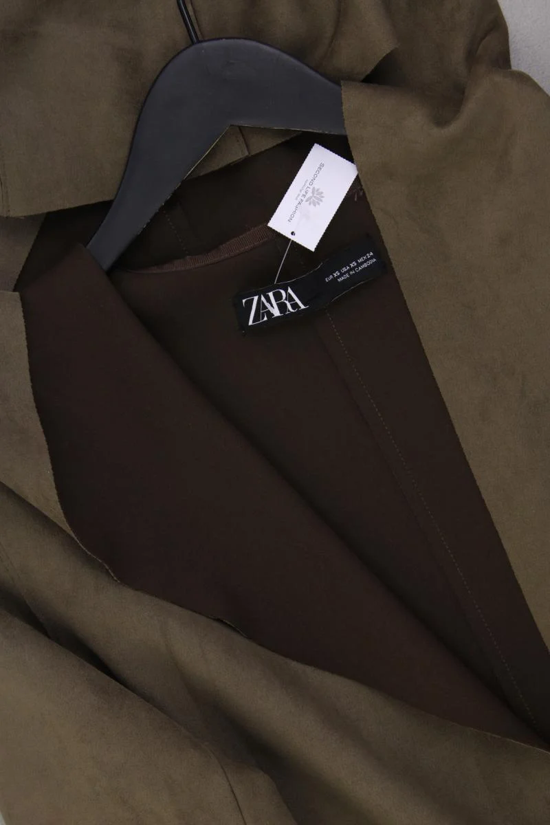 Zara Mantel in Wildlederoptik Gr. XS neuwertig olivgrün aus Polyester