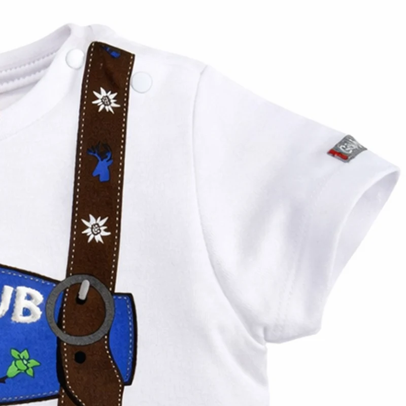 BONDI Baby Jungen Hosenträger T-Shirt "Lausbub" 91325 | Weiß Blau