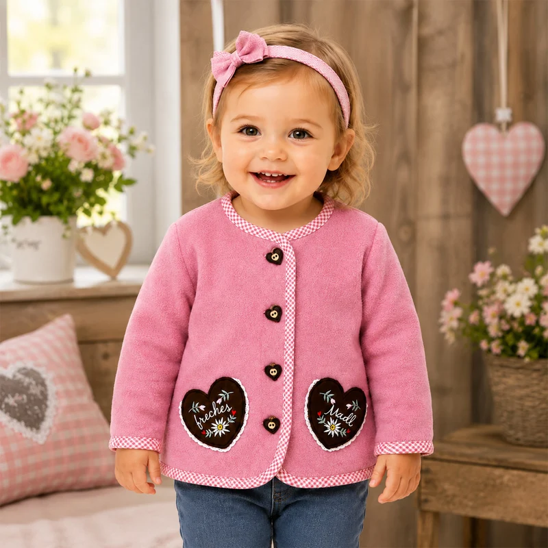 BONDI Baby Mädchen Fleecejacke "Freches Madl" 86851 | Old Rose