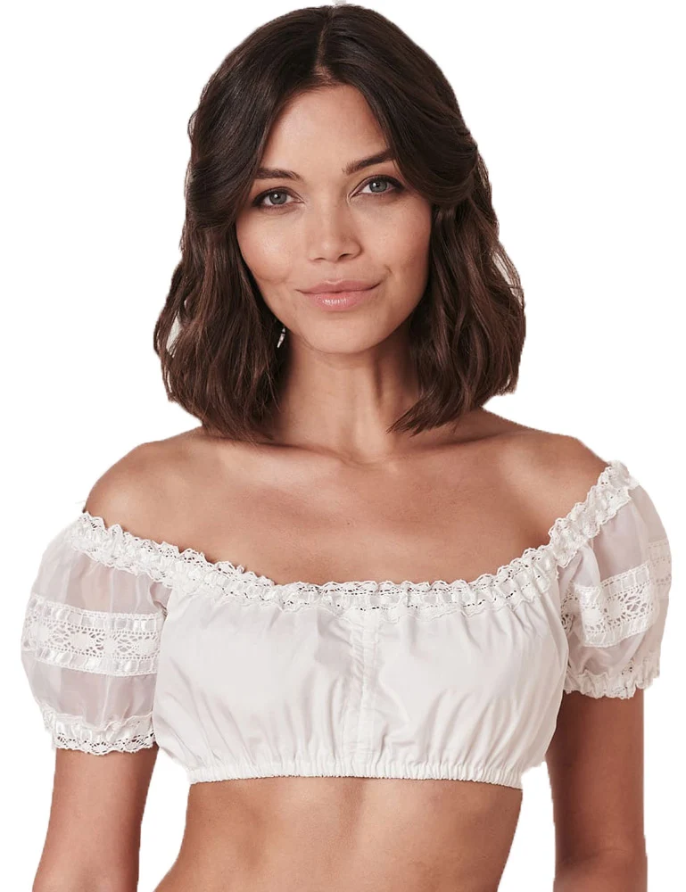 Krüger Carmen Dirndlbluse "Ebony" mit Spitze | Ecru