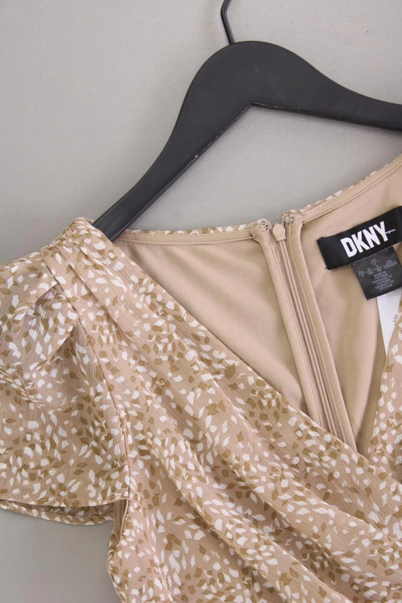 DKNY Chiffonkleid Gr. 34 Kurzarm braun aus Polyester